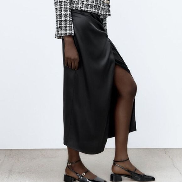 NWT Zara Satin Effect Midi Skirt - Picture 6 of 10
